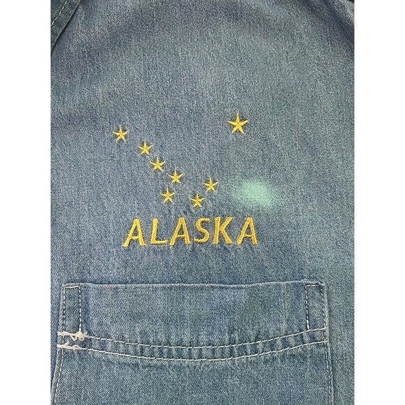 Vtg Foul Weather Gear Cold Storage Denim Long Sleeve Shirt Mens L Blue Alaska - Picture 8 of 11